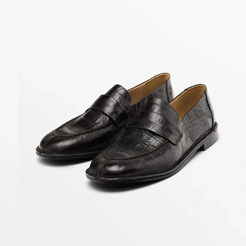 

Женские лоферы с круглым носком, повседневные туфли без шнуровки на плоской подошве, из натуральной кожи, для ежедневных прогулок, женские туфли Мэри Джейн, женская обувь