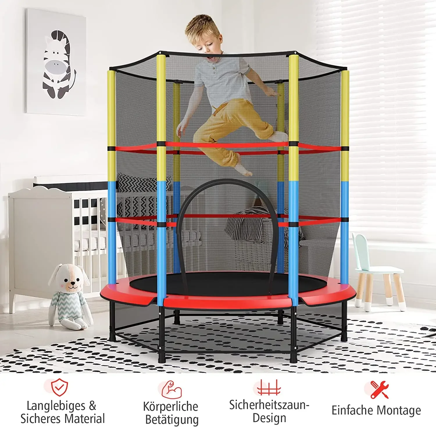 Factory price OEM Garden Trampoline, Children's Trampoline with Lockable Safety Net, Fitness Trampoline up to 45 kg