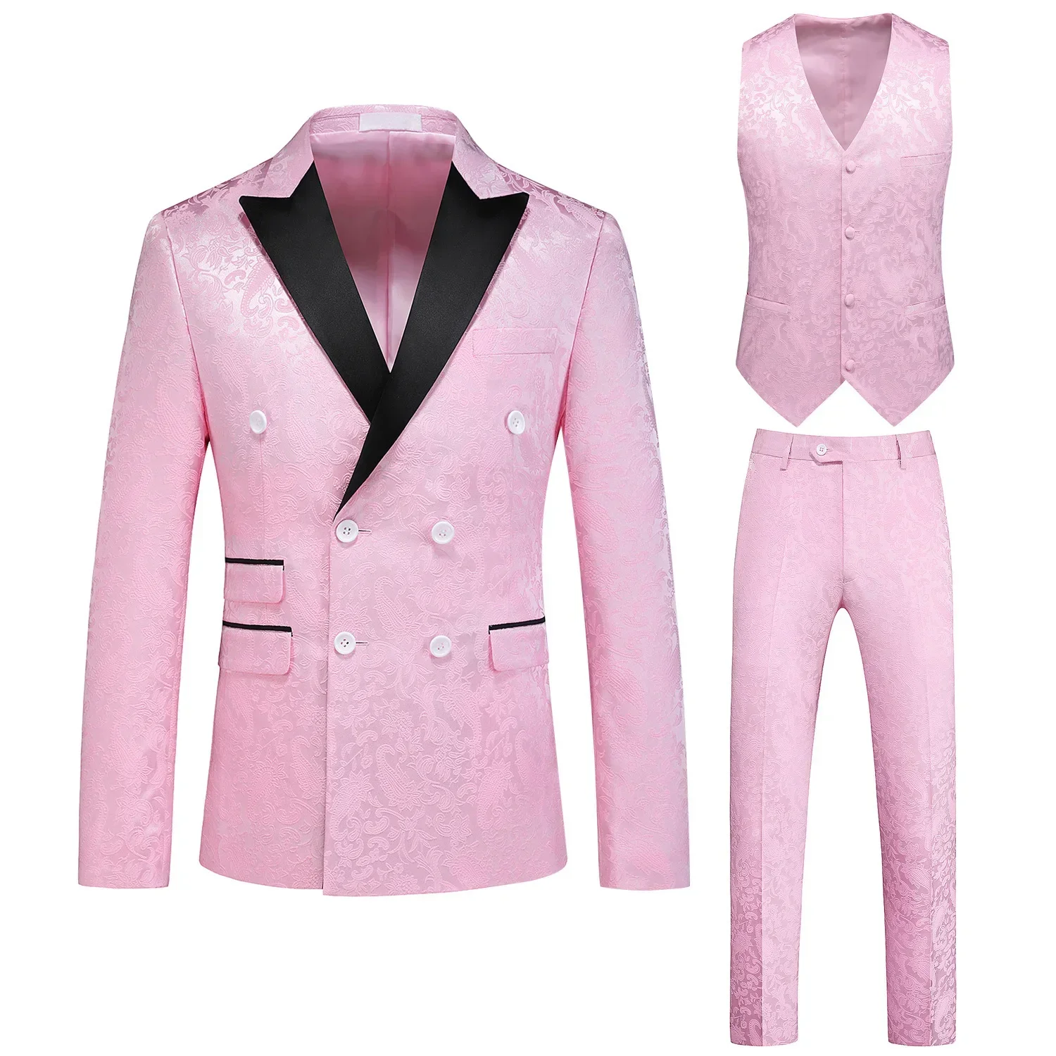 

B282-Spring and summer new men's suits slim fit double-breasted European size color matching men's evening dress groomsmen suits