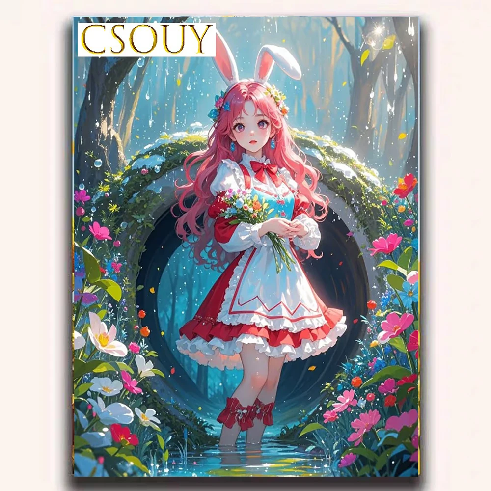 

The Girl in Flowers Fairy Dust Full Square Diy Diamond Painting Cross Stitch Embroidery Mosaic Home Decor Needlework Crystal