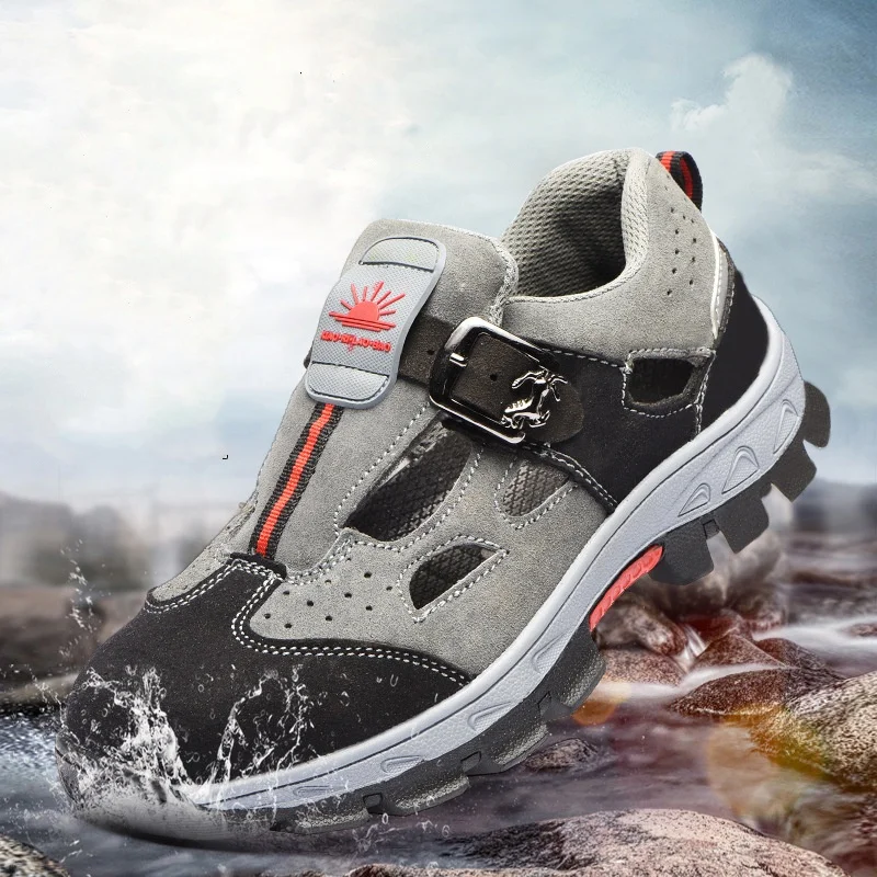 

plus size summer safety shoes for men casual steel toe covers working safety boots soft leather security shoe seguridad zapatos