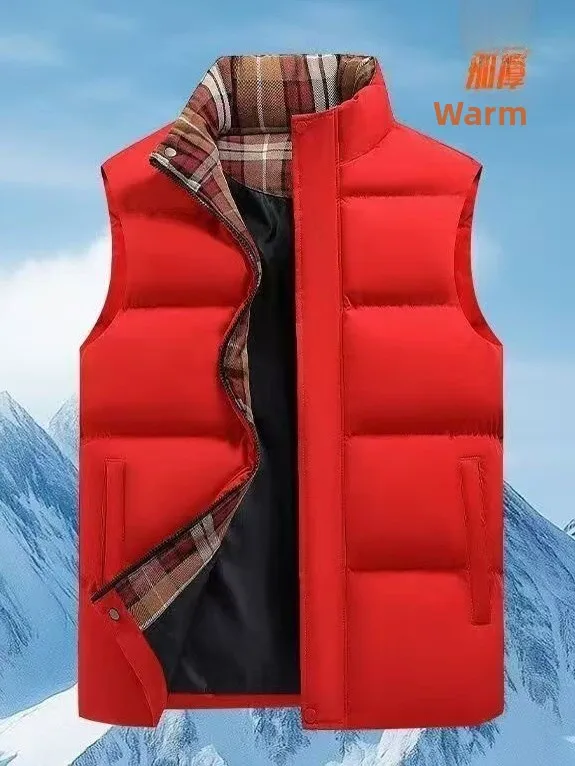 

Thiened down Vest Men's Outerwear Warmth Youth Faion Winter Season Zipper Decoration Polyester Nylon Cosite Fiber