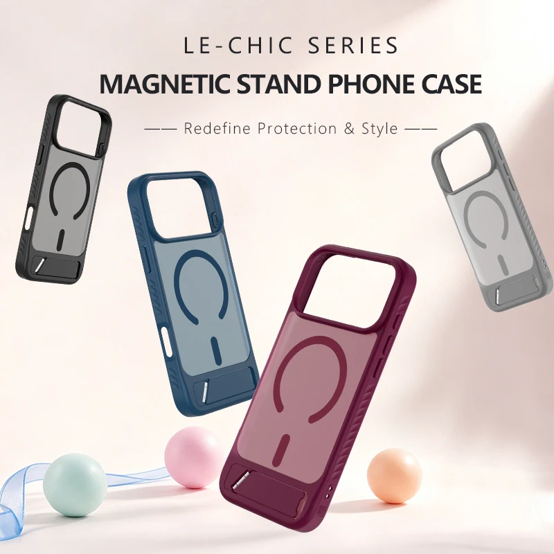 Lereach Etui na iPhone 18 Pro Max 17 Pro Max 16 Pro Max z Magnetyczną Podstawką, Regulowanym Stojakiem i Ochroną Przed Upadkiem — zdjęcie produktu 2