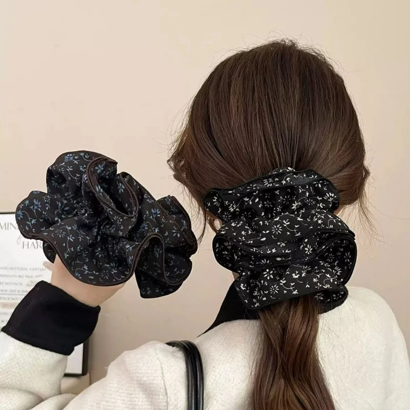 

Новые четырехслойные резинки для волос в клетку с цветочным узором, кофейно-синие, мягкие, эластичные, для женщин, для высоких и низких хвостов, а также для пучков