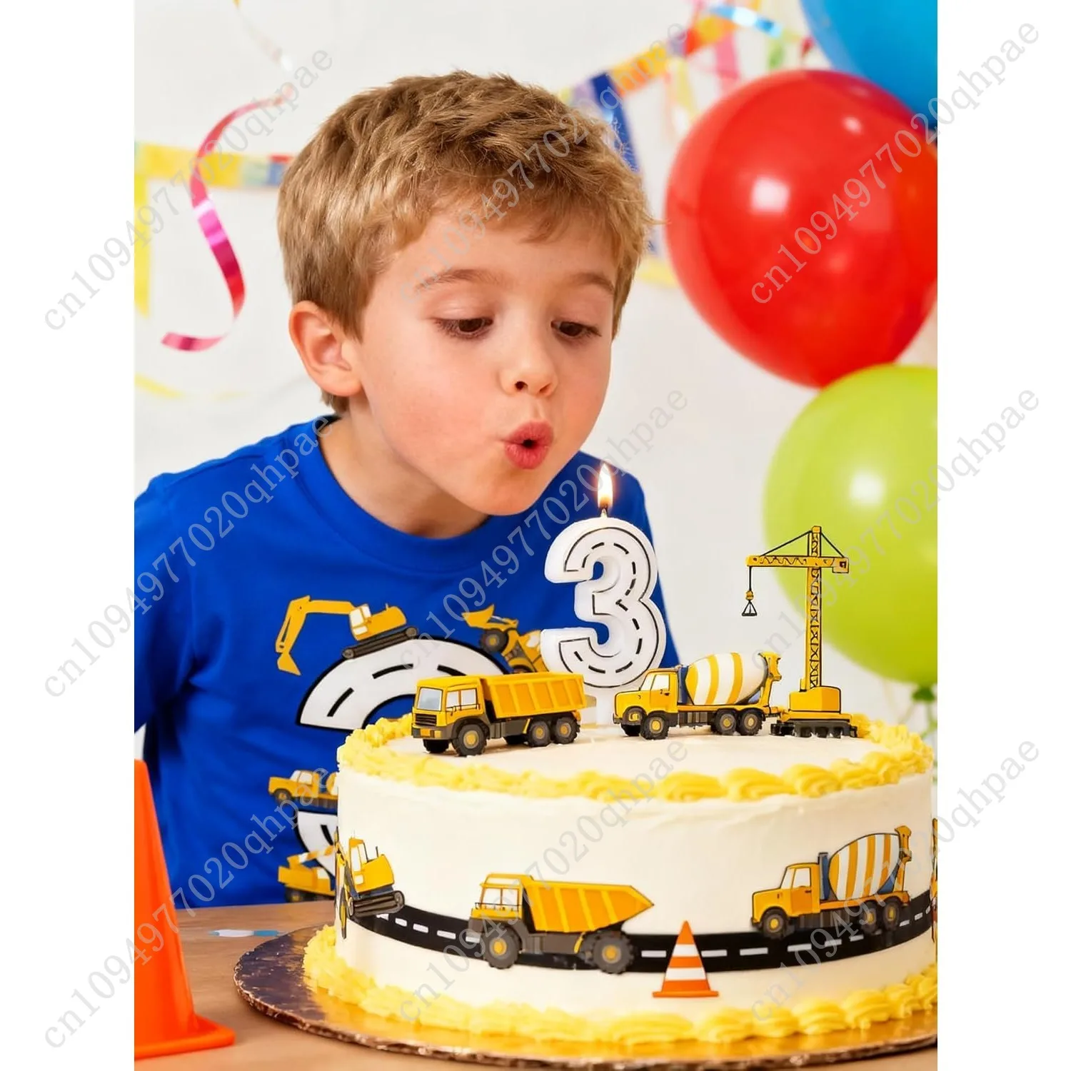 소년 2-4세 생일 셔츠 면 건설 테마 파티 반팔 티셔츠 굴착기 탑 티셔츠