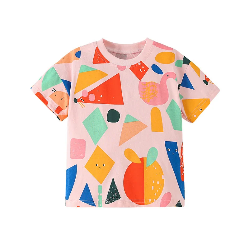 Jumping Meters 2-7T Animals Print  Cotton Baby Girls Tees Cotton Summer Toddler Clothes Kids Tops Children's Tshirts