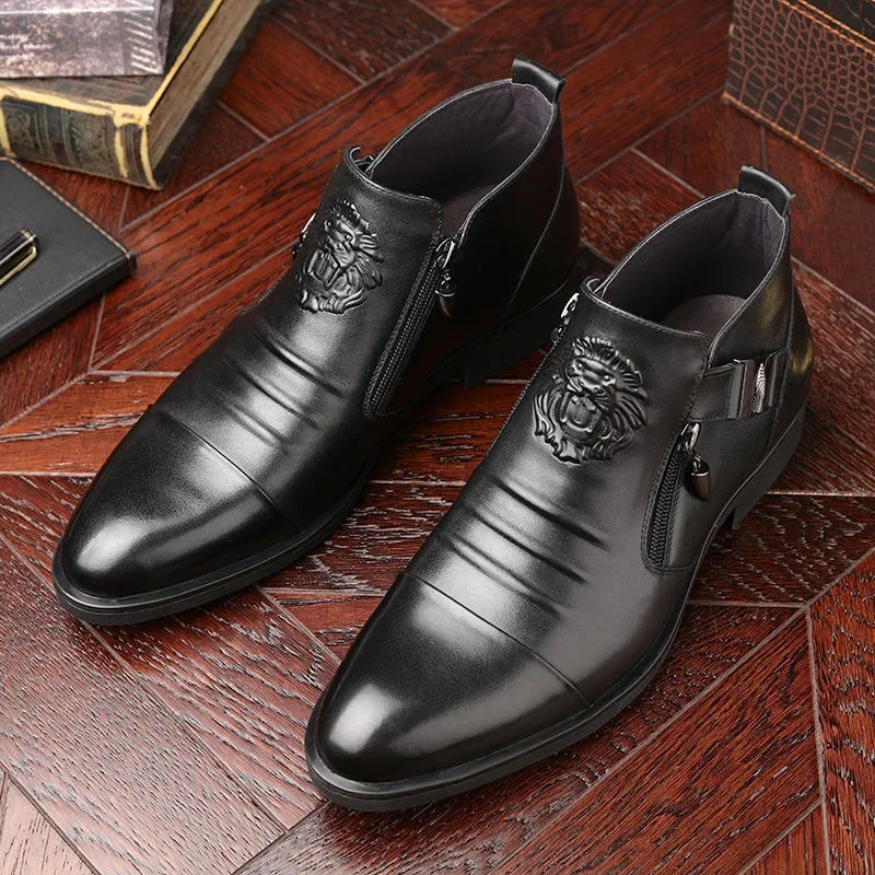 202Autumn High Quality Men Ankle Boots Plus Size 48 Male Dress Boots Pointed Toe Business Casual Leather Shoes Men Chelsea Boots view 4
