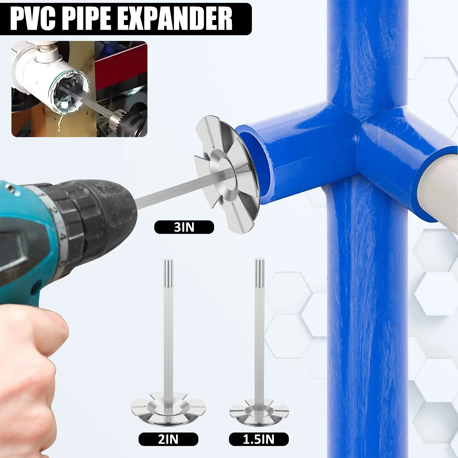 Outil de coupe d'alésoir de conduit en PVC, économiseur de prise de raccord, raccord de vaccination, perceuse électrique à vitesse variable, 1.5 po, 2 po, 3 po, 1 po, 2 po, 3 po