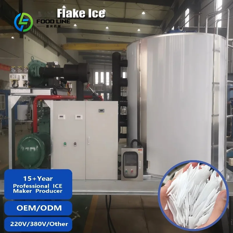 Customized 15ton Solar System Flake Ice Making Machine with Stainless steel Energy-Saving & High-Efficiency for Fish Keeping