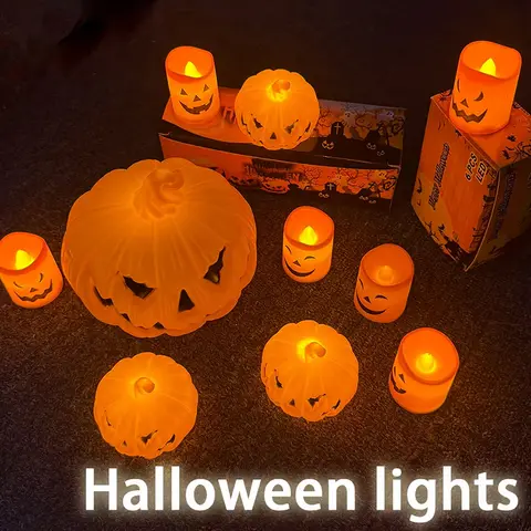 Pumpkin Lantern Candle Light Halloween Skull Ghost Face Pumpkin Lamp Kids Gift Bedroom Garden Party Decoration Atmosphere Light