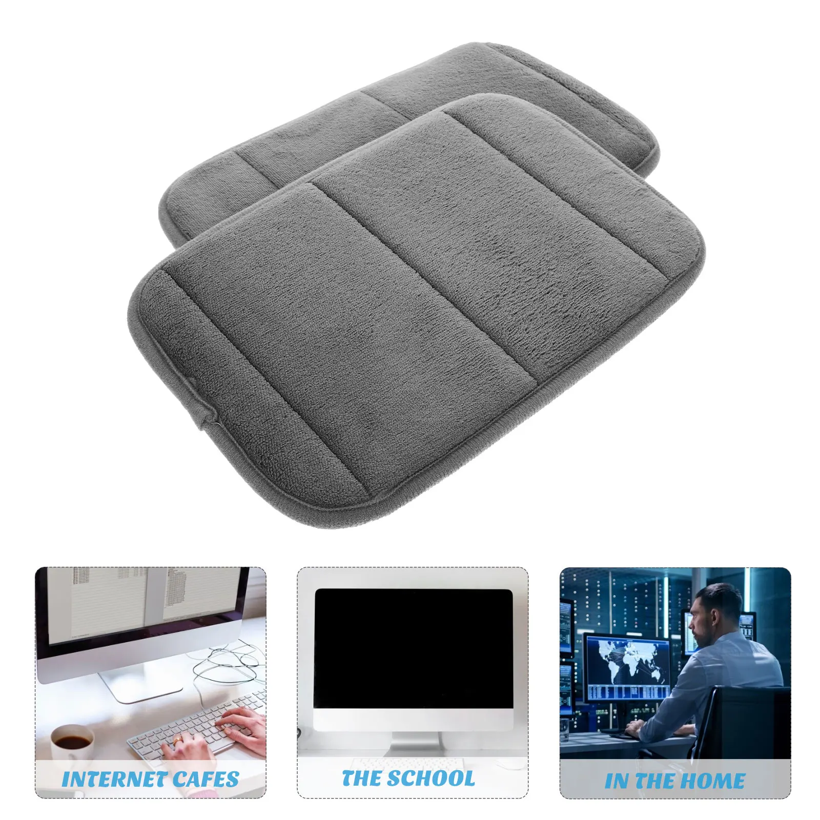 

2 Pcs Memory Foam Hand Elbow Support Keyboard Wrist Rest 30cm Gray Small Gaming Mouse Pad Travel Desk Use Easy Clean Portable