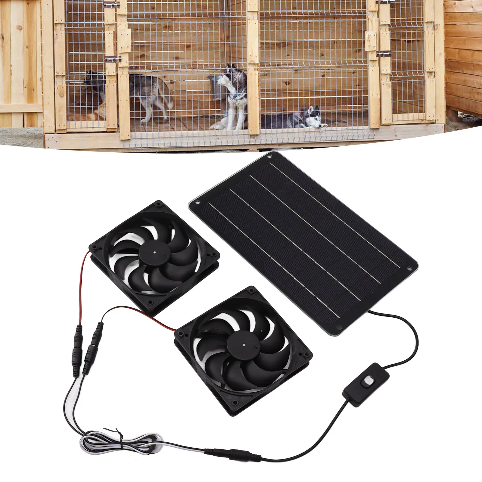 20W Solar Fan 20W Solar Powered  Fan 12V Efficient Energy Saving Solar Panel Fan Kit with Switch for RV Greenhouse Pet Home