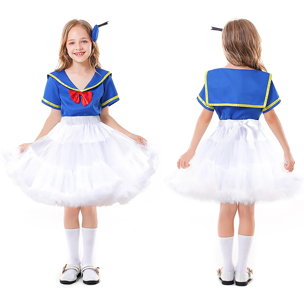 

Girls Cartoon Duckling Dance Fluffy Skirt Anime Cosplay Costumes Japanese School Sailor Tutu Skirt Halloween Costume