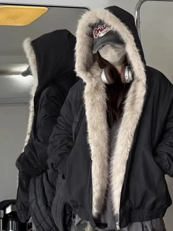 

Толстовка-куртка унисекс большого размера 300 Pou American Style, хлопковое пальто, зимняя теплая хлопковая верхняя одежда для мужчин и женщин, повседневная одежда