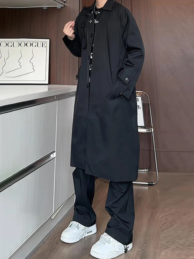 

Новое китайское мужское длинное пальто на весну-осень с пуговицами, ветровка, повседневная офисная рабочая одежда, средней длины, двубортное