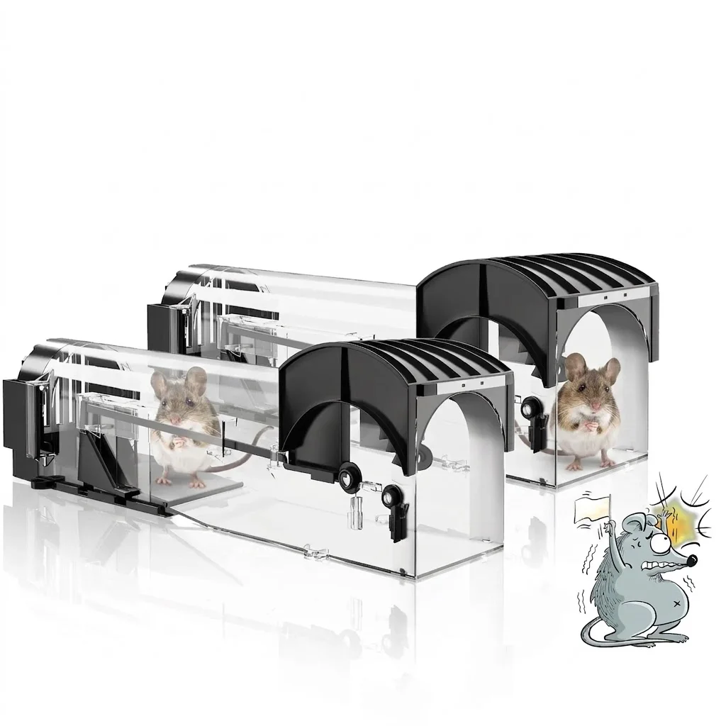 Mouse Catcher Smart Self-locking For Indoor Outdoor Garden Safe Firm Humane Reusable Plastic Rodents Trap Household Mousetrap