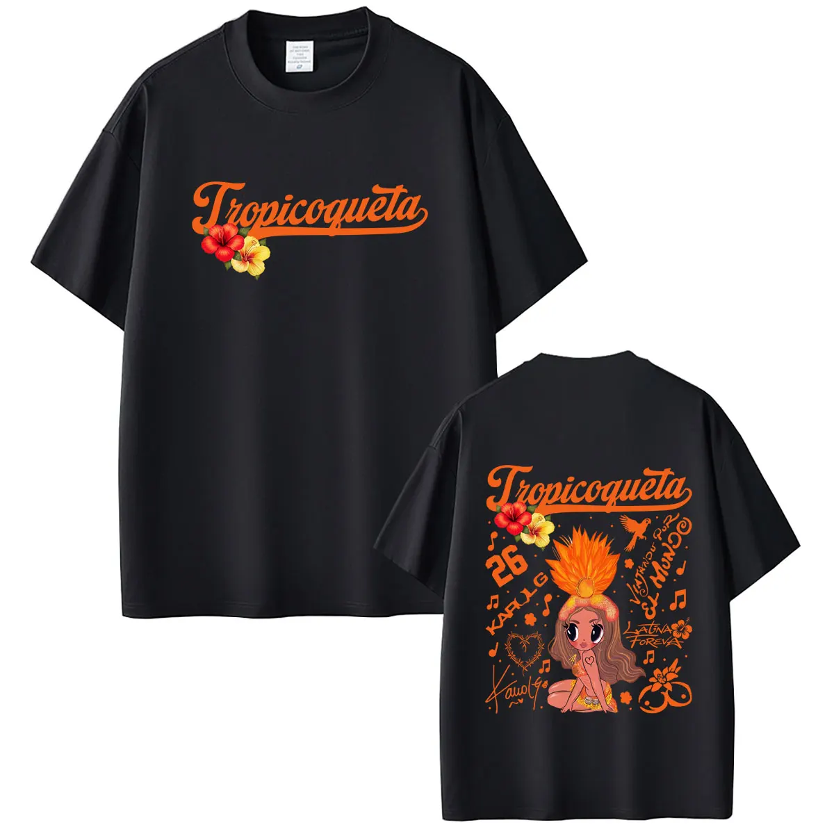 

Hot Sale Karol G Tropicoqueta Logo Merch T-shirt Men Women Fashion Oversized Streetwear Male Casual Soft Cotton T Shirts Tops