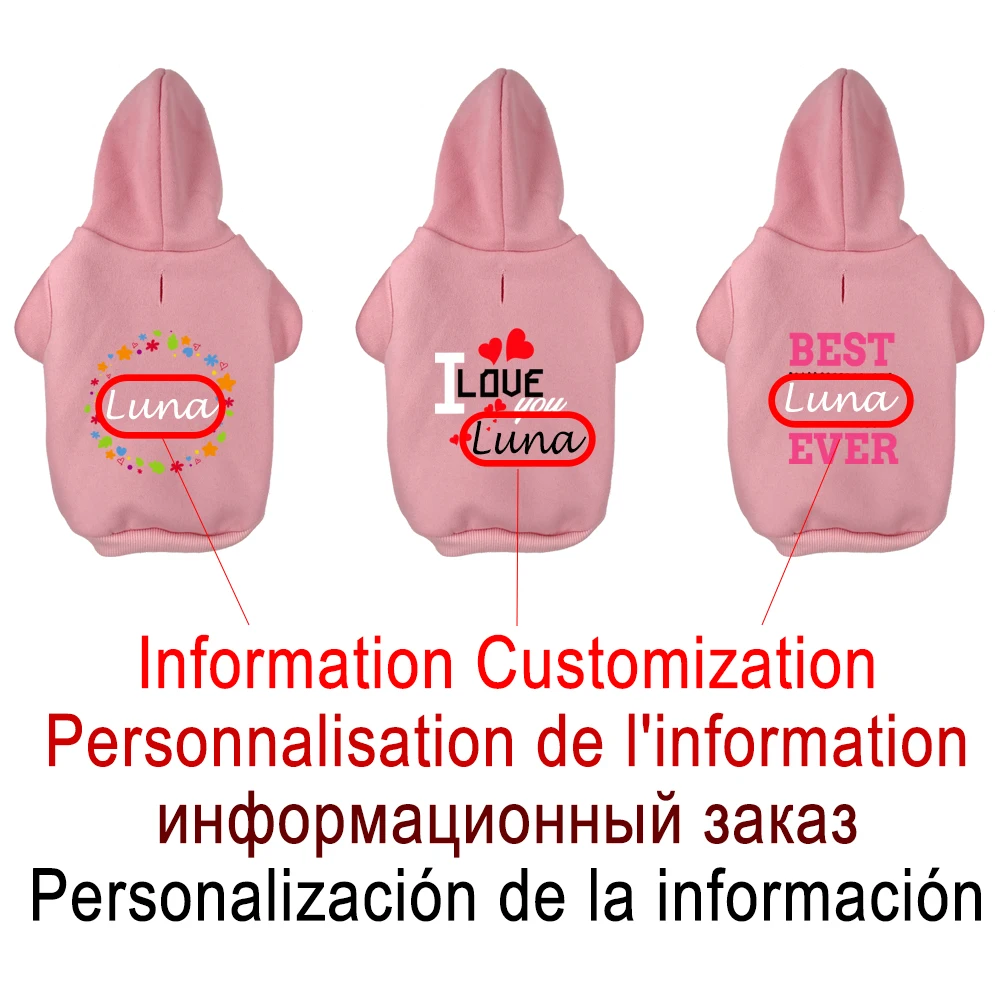 Custom Name Dog Hoodie Personalized Pet Clothes Love French Bulldog Puppy Coat Cotton Winter Cat Clothing for Small Dog