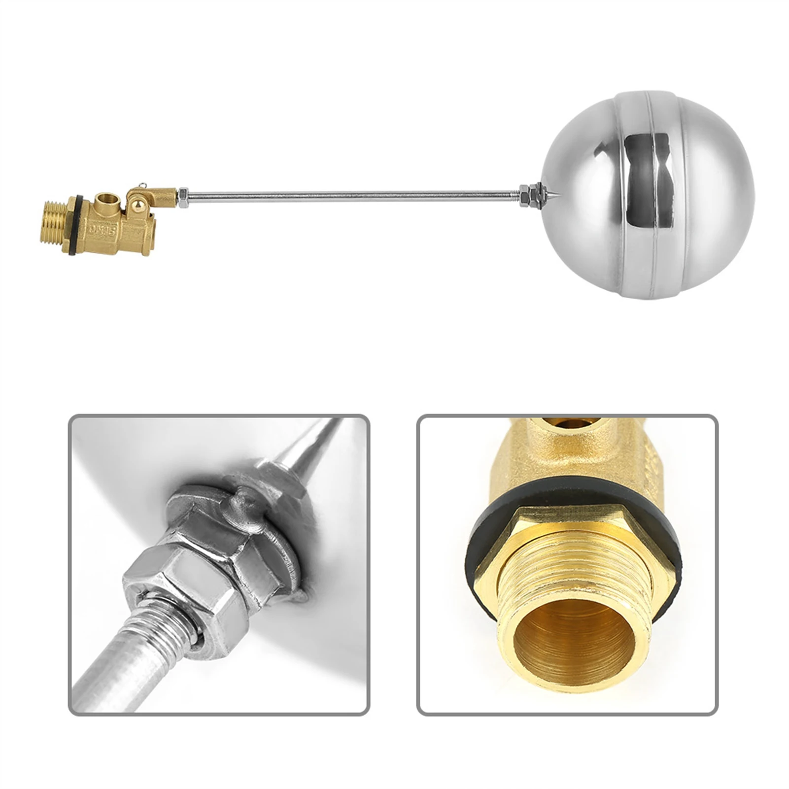 DN15 G1/2 Brass Male Thread Water Sensor Stainless Steel Float Ball Value Float,Ball,Value§Stainless,Steel,Float,Ball§Water,