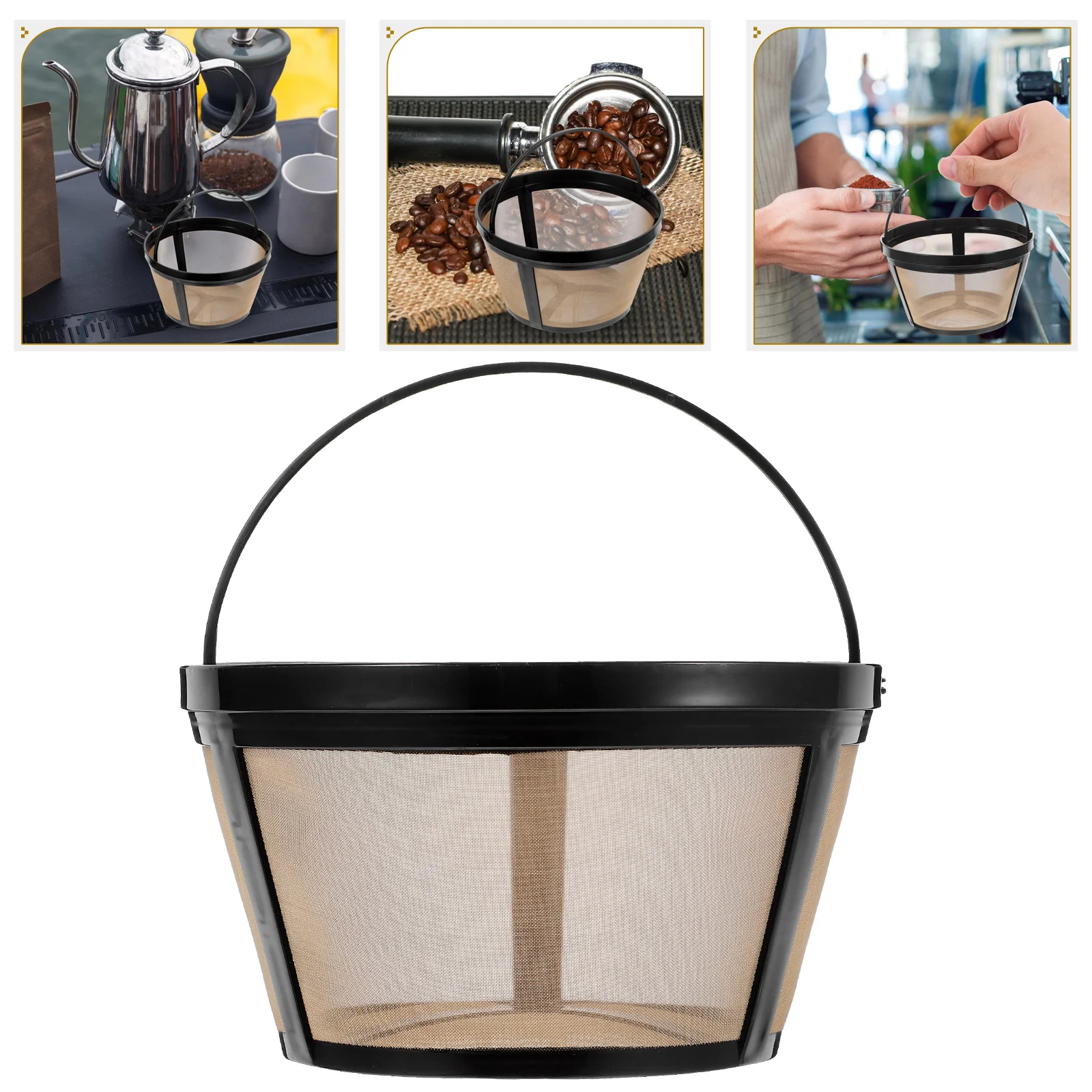 

Coffee Filter Basket 8-12 Cup Brewer Dripper ABS Replacement Accessories Filtration Dishwasher Safe Operation Mesh Metal
