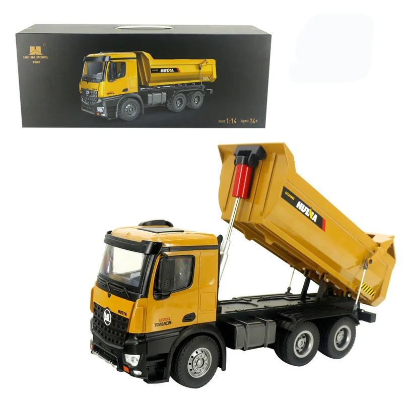 

Huina Ten Channel Alloy Remote Control Dump Truck Tipping Bucket Car Earthmoving Machine Simulation Children's Toy