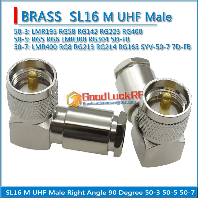 PL259 SO239 M UHF Male 90 Degree Right Angle Clamp For RG58 RG142 RG223 RG400 RG5 RG6 LMR300 RG304 RG8 RG165 RG213 RG214 LMR400