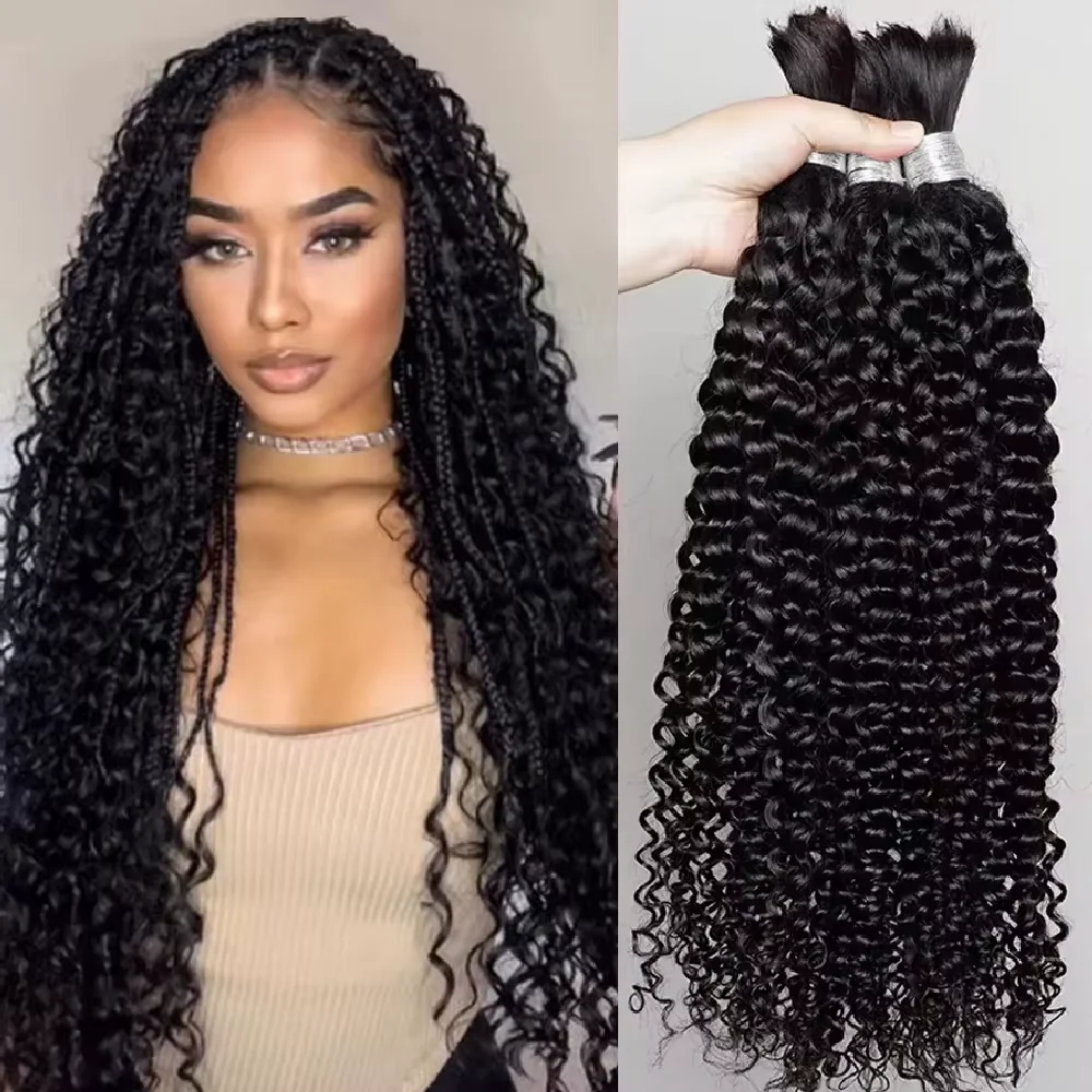 

Deep Wave Bulk Braiding 100% Human Hair Boho Braids Human Hair 3 4 Bundle Curly No Weft Weave Bundle Hair Water Wave Extensions