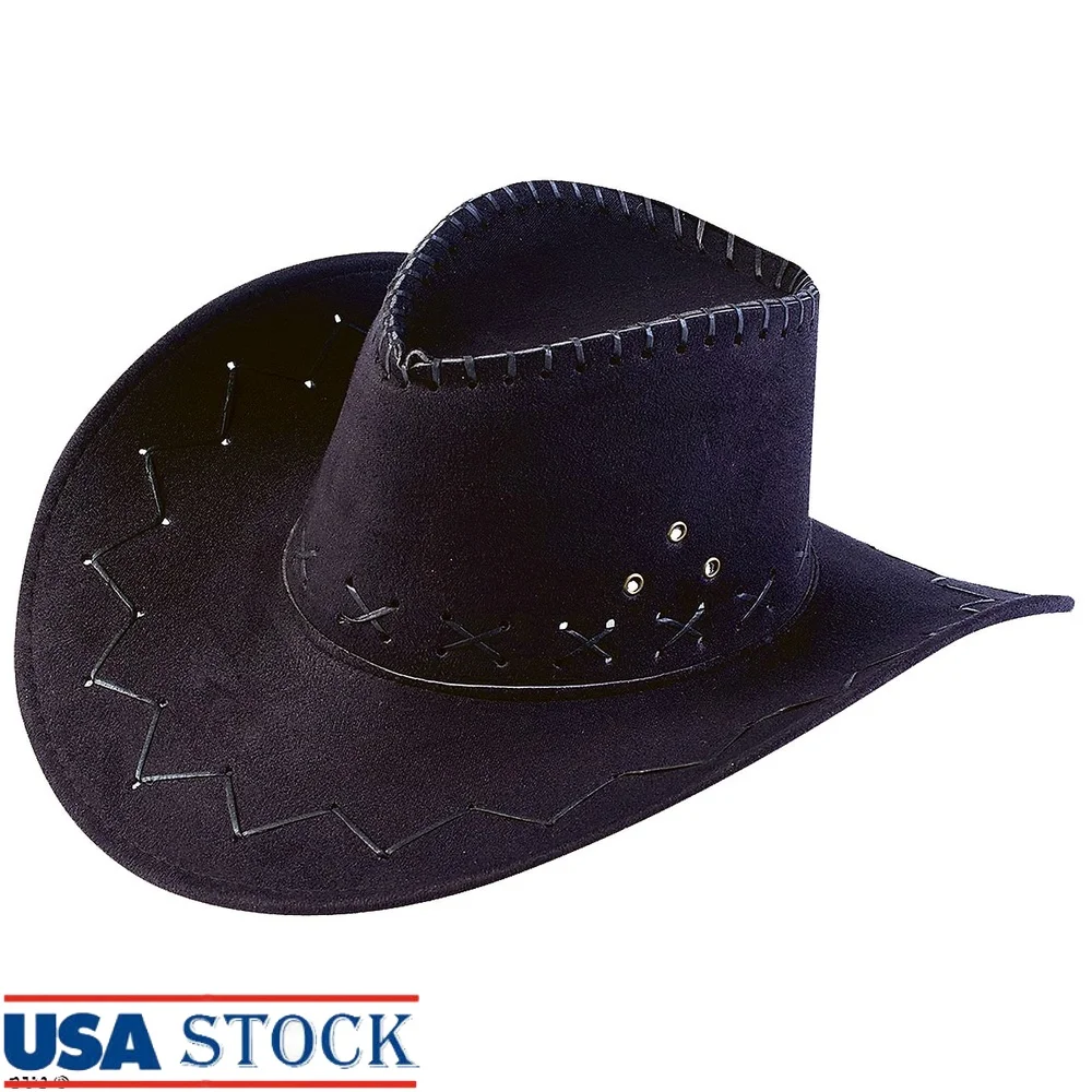 

Black Faux Suede Cowboy Hat Unisex One Size Ideal Halloween Costume Accessories Durable Lightweight Stylish Western Headwear