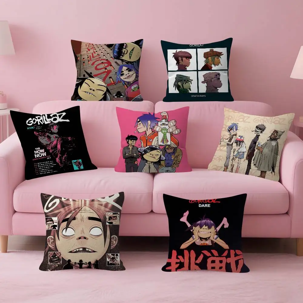 Anime Retro Gorillaz Musik-Kissenbezug, 30 x 50 cm, Polyester, Sofakissen, dekorative Kissen, Heimdekoration, Kissenbezug