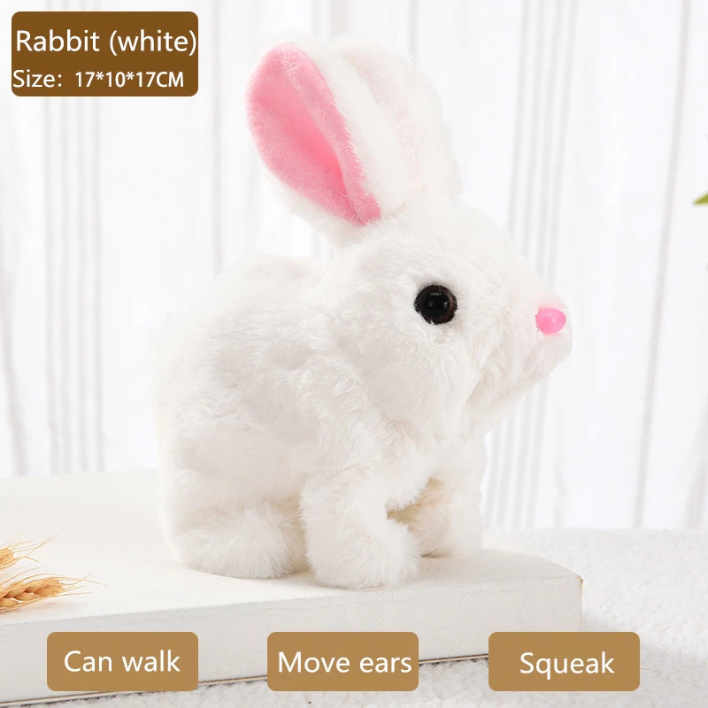 Pluszowa zabawka króliczek elektryczna urocza zwierzątko wypchane lalki puszka do biegania potrząsania uszami dla dzieci prezent urodzinowy na Boże Narodzenie