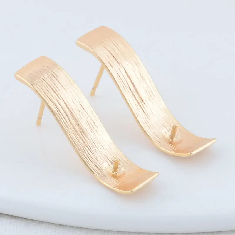 6.5*27MM 14K Gold Farbe Überzog Messing Unregelmäßigkeit Stud Ohrringe Hohe Qualität Diy DIY Schmuck Finden zubehör – Detail 5