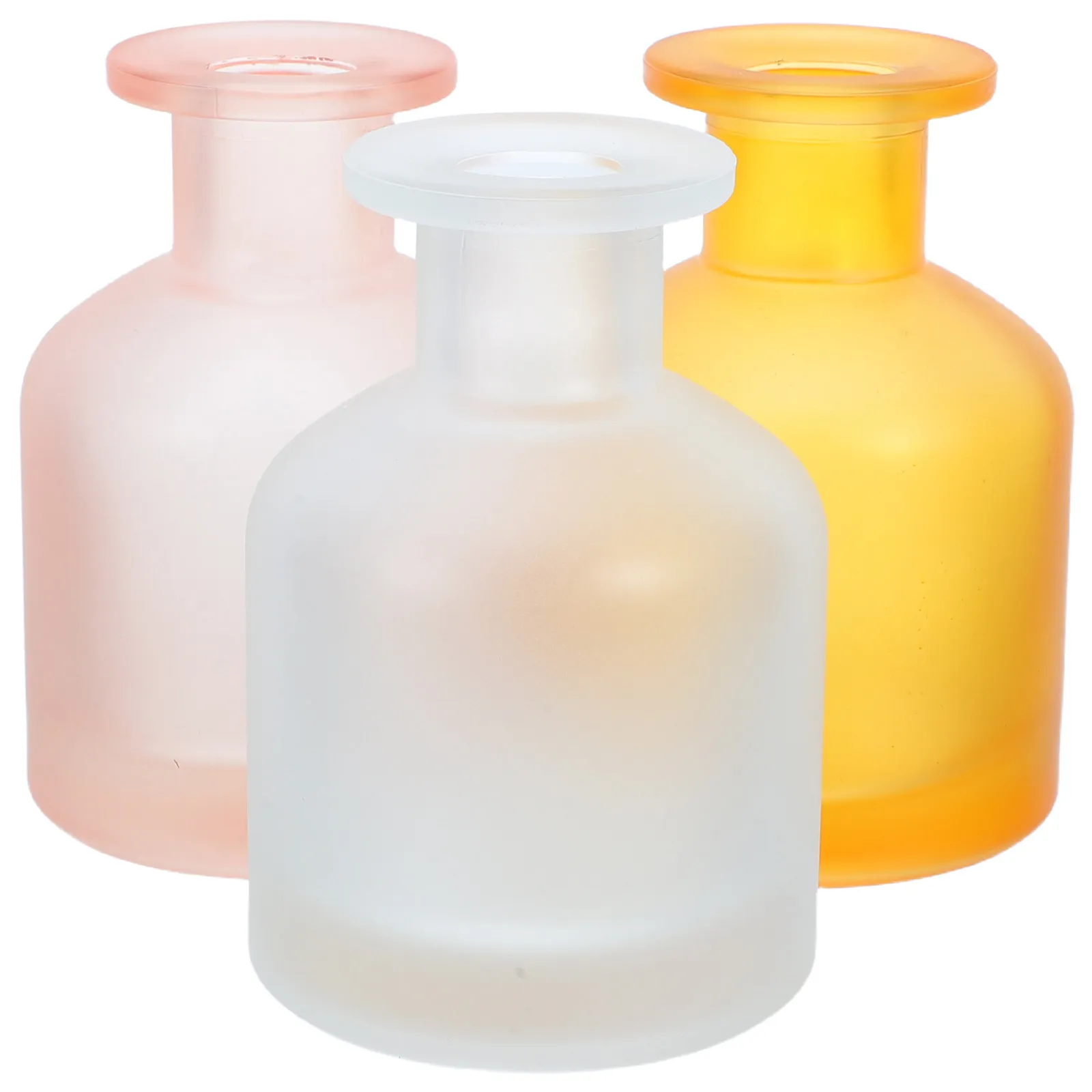 3Pcs Refillable Reed Diffuser Bottles Glass Aromatherapy Cylindrical Design Empty Bottles for Home Office Car Dashboard