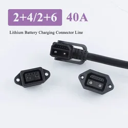 40A 2+4 2+6 Charging Plug Socket Electric Vehicle Lithium Batter Charging Male Female Connector Cable E-bike Power Battery Head
