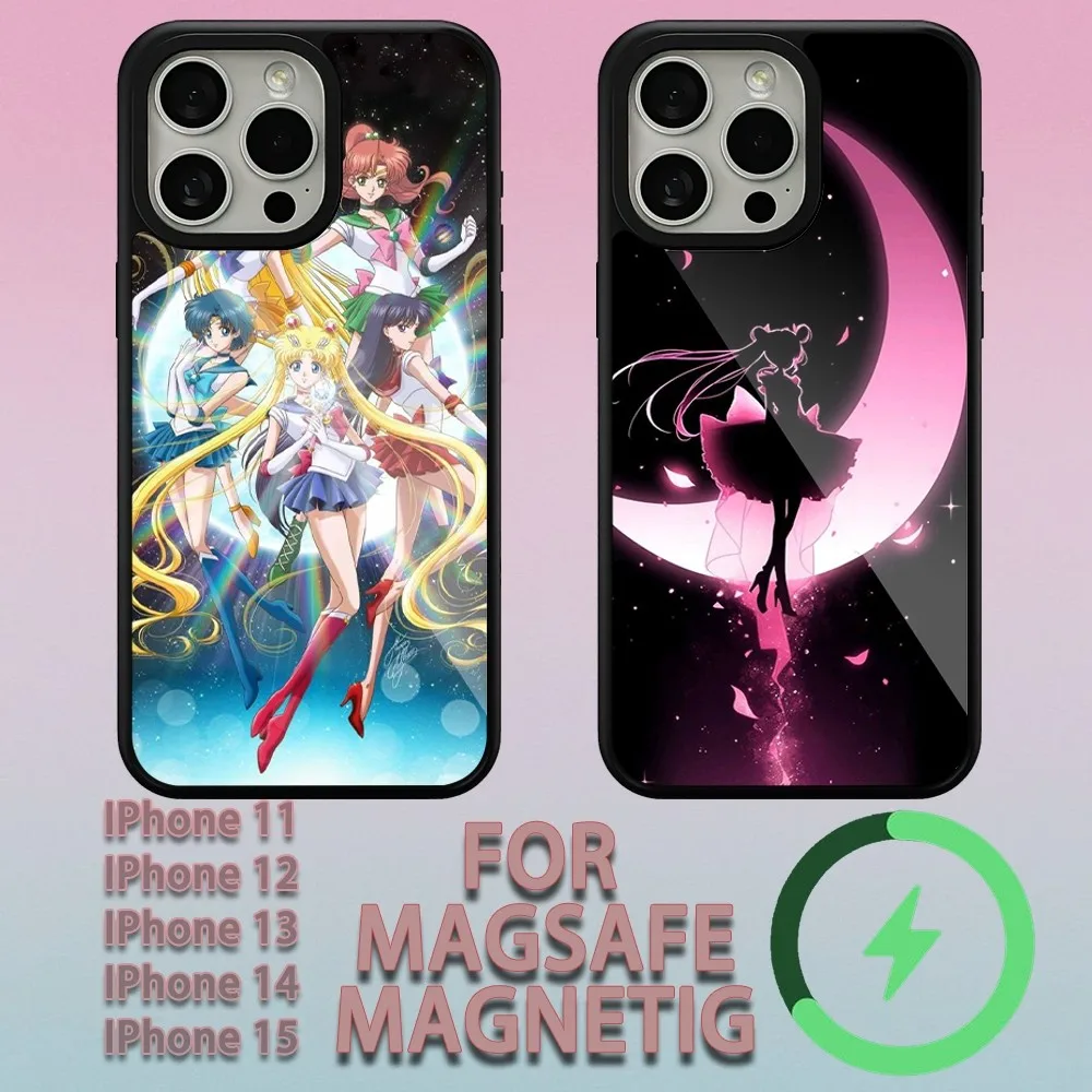 

Bilibili Anime Sailors Moons Phone Case For iPhone 15 14 13 12 11 Pro Max Plus Magsafe Magnetic Wireless Charging Cover