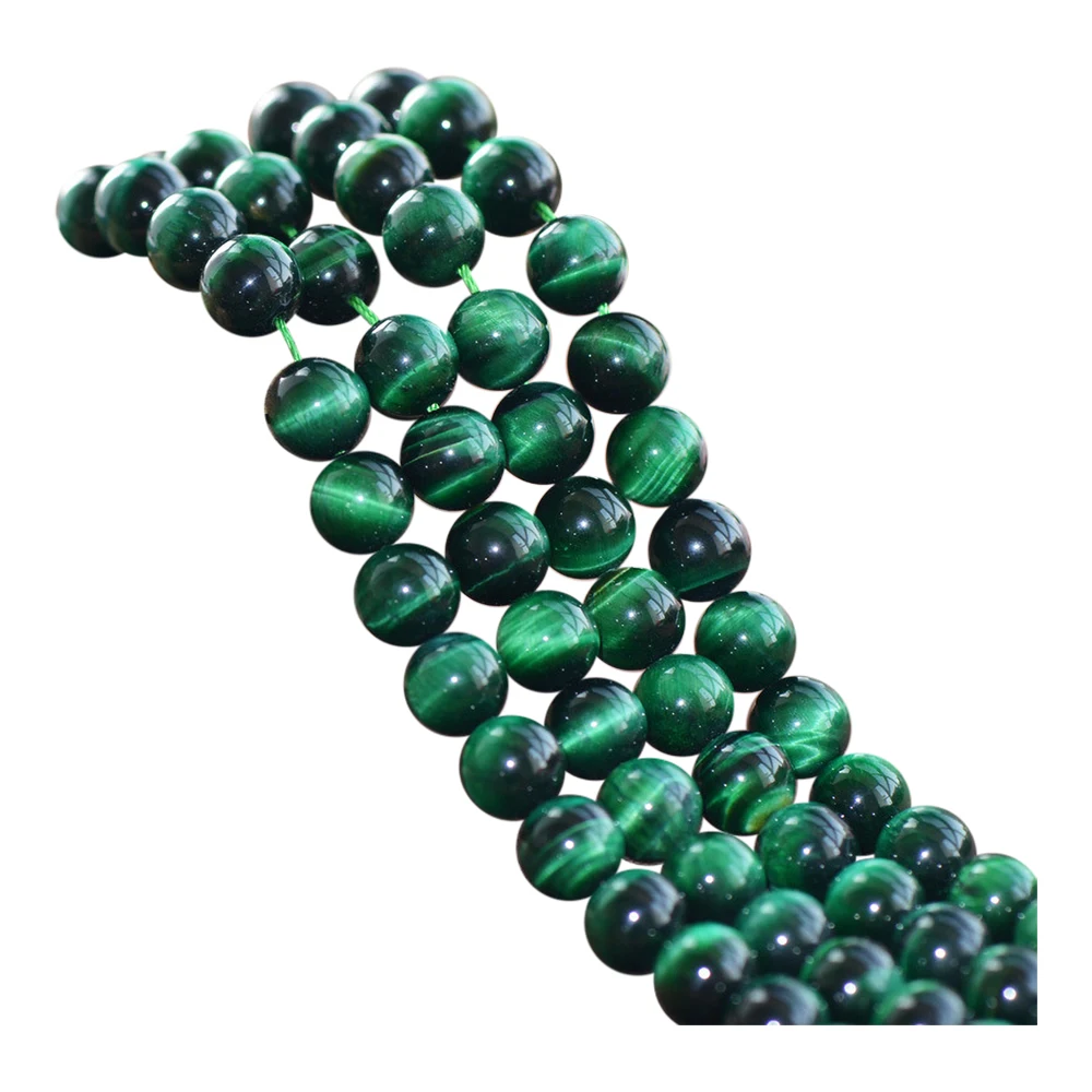 Grade A Natural Green Tiger's Eye Beads Enhanced Color 6mm-12mm Smooth Polished Round 15 Inch Strand