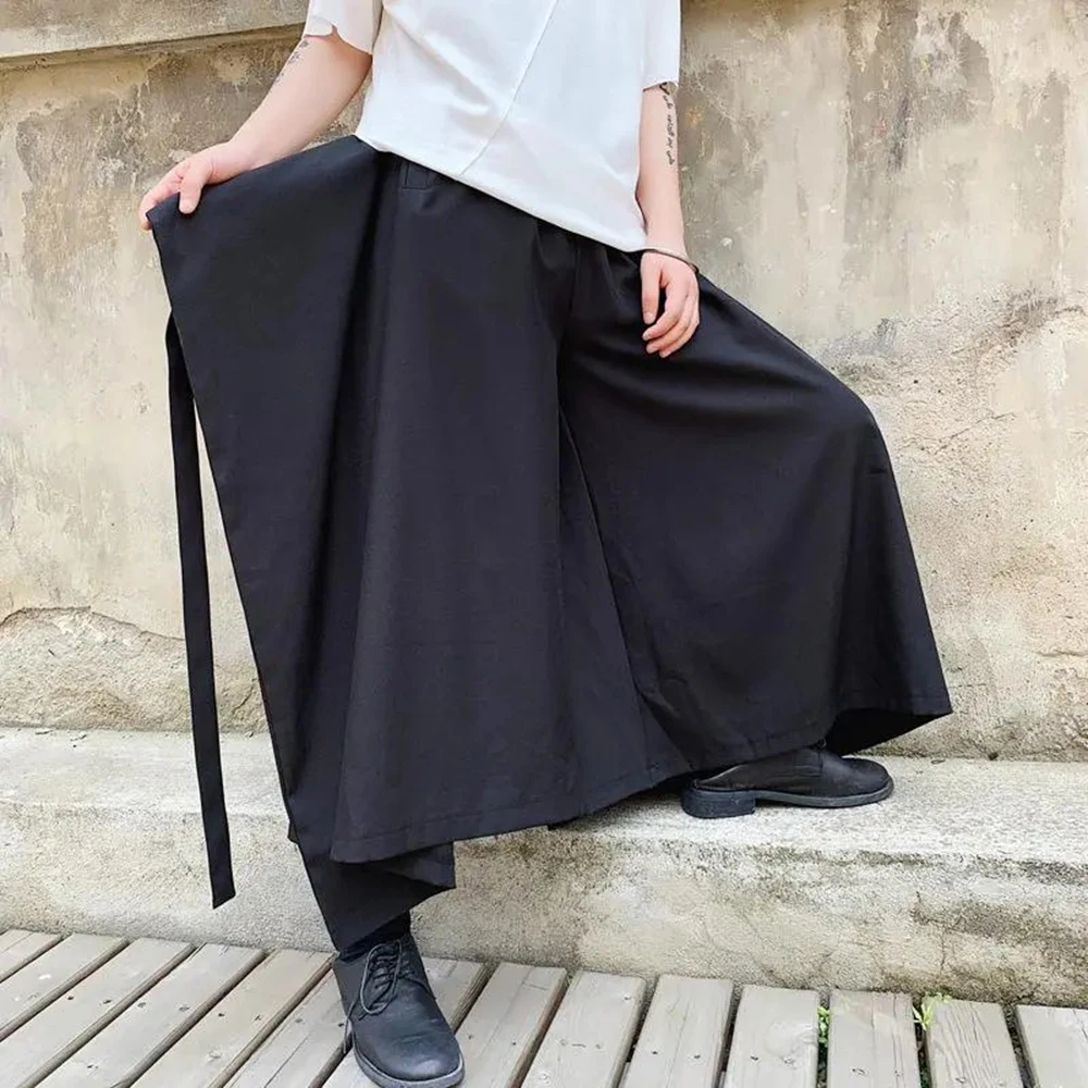 

Y2k Dark Gothic Flowing Ribbon Skirt Pants Genderless Streetwear Fashion Japanese Youth Trend Niche Casual Pants Unisex 2026 New