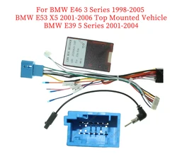 Car 16Pin Wiring Harness Adapter Decoder For BMW E46 E39 E53 X5 3/5 Series Android Radio Power Cable With Canbus Box