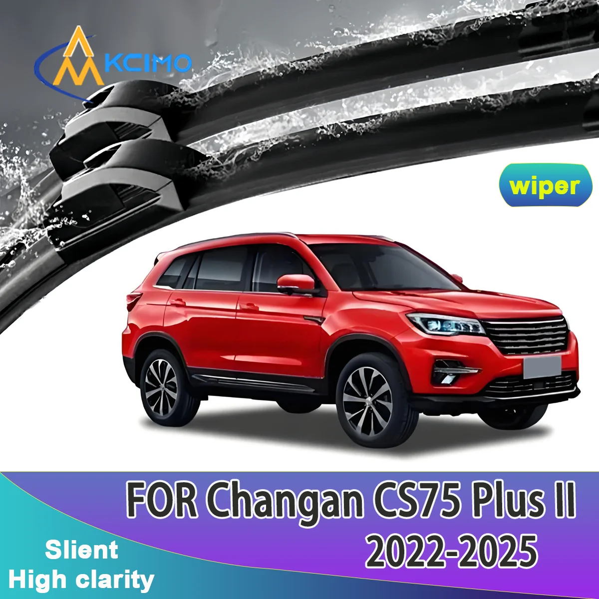 

2pcs Quality Front Wipers Silent Black Car Rain Brush Suitable for Changan CS75 Plus II 2022-2025 Windshield Auto Wipers Blade