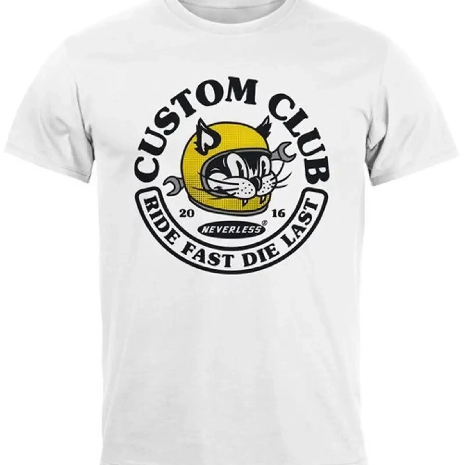 Men's T Shirt Biker Motif Racing Cat Lettering Ride Fast Die Last Fashion vintage Washed Slightly Stretched designer clothes