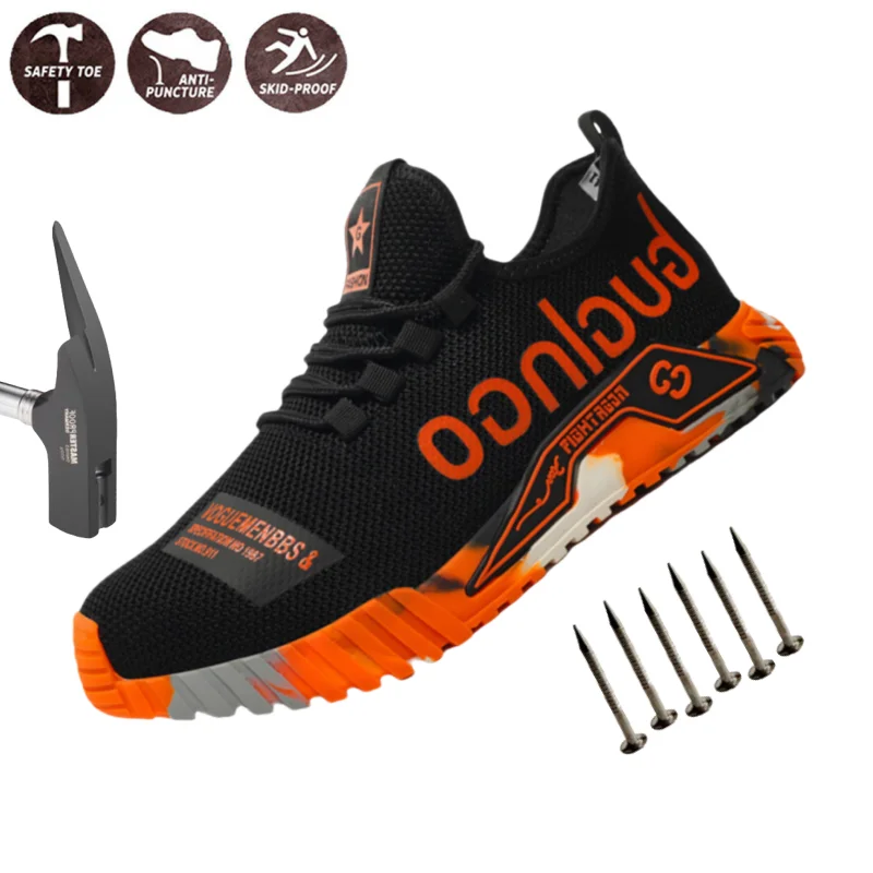 Indestructible Safety Shoes Slip Resistant Lightweight Breathable Protection Safety Shoes Steel Toe Men Construction Work Shoes