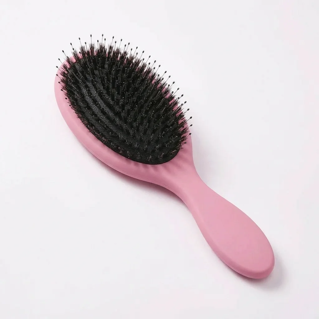 

Pink Cushion Scalp Brush 22cm Boar Bristle Detangler Enhances Hair Texture ABS Handle