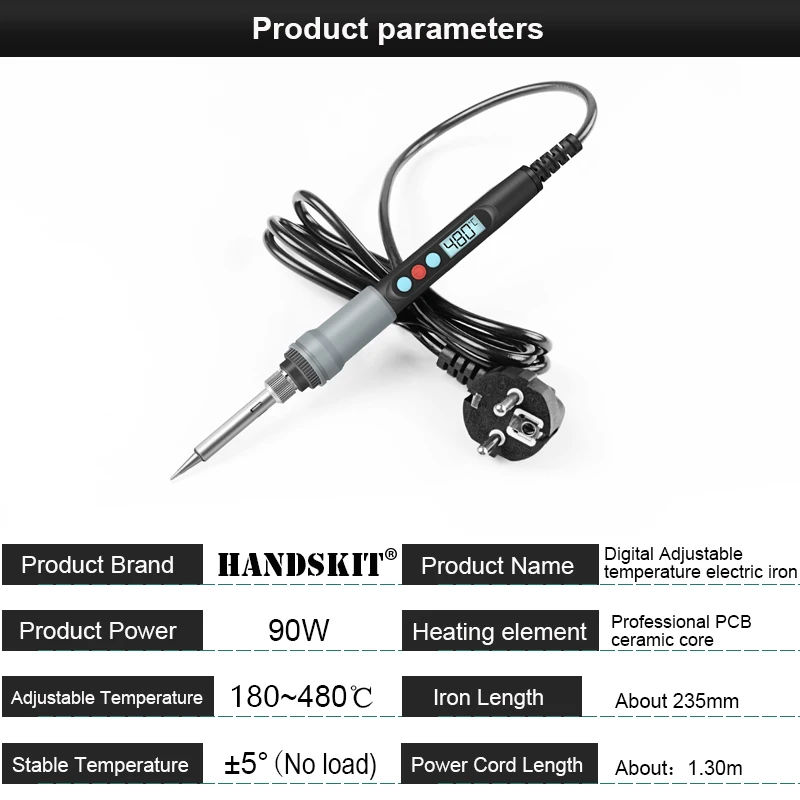 Handskit 110V/220V 90W Digital Electric Ceramic HeaterSoldering Iron Kit Temperature Adjustable With 5 Tips Welding Tools