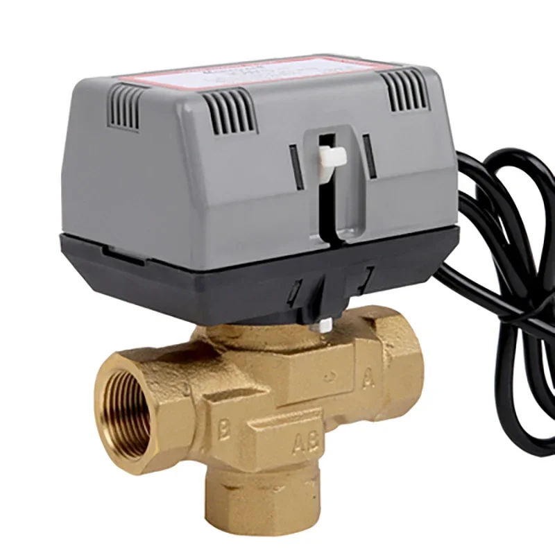 1/2”3/4“1” Honeywell Motorized Two-Way Valve Three-Way Valve Brass VC6013 Fan Coil Electric Valve AC220V