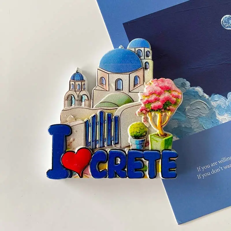 

Greek Refrigerator Magnet Travel Souvenir Internet Celebrity Scenery Santorini Landmark Building Creative 3D Decoration