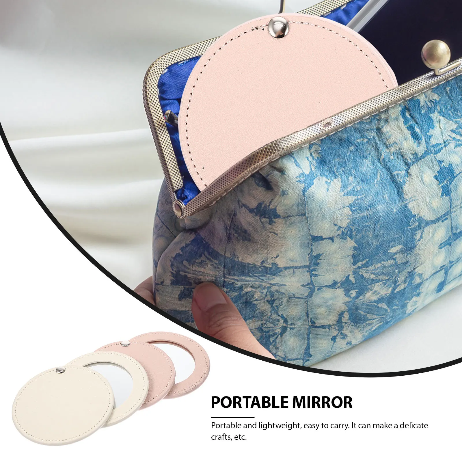2Pcs Portable Pocket Mirror Small Compact Mirror with PU Cover for Clear and Distortionfree Reflection Portable Mirrors