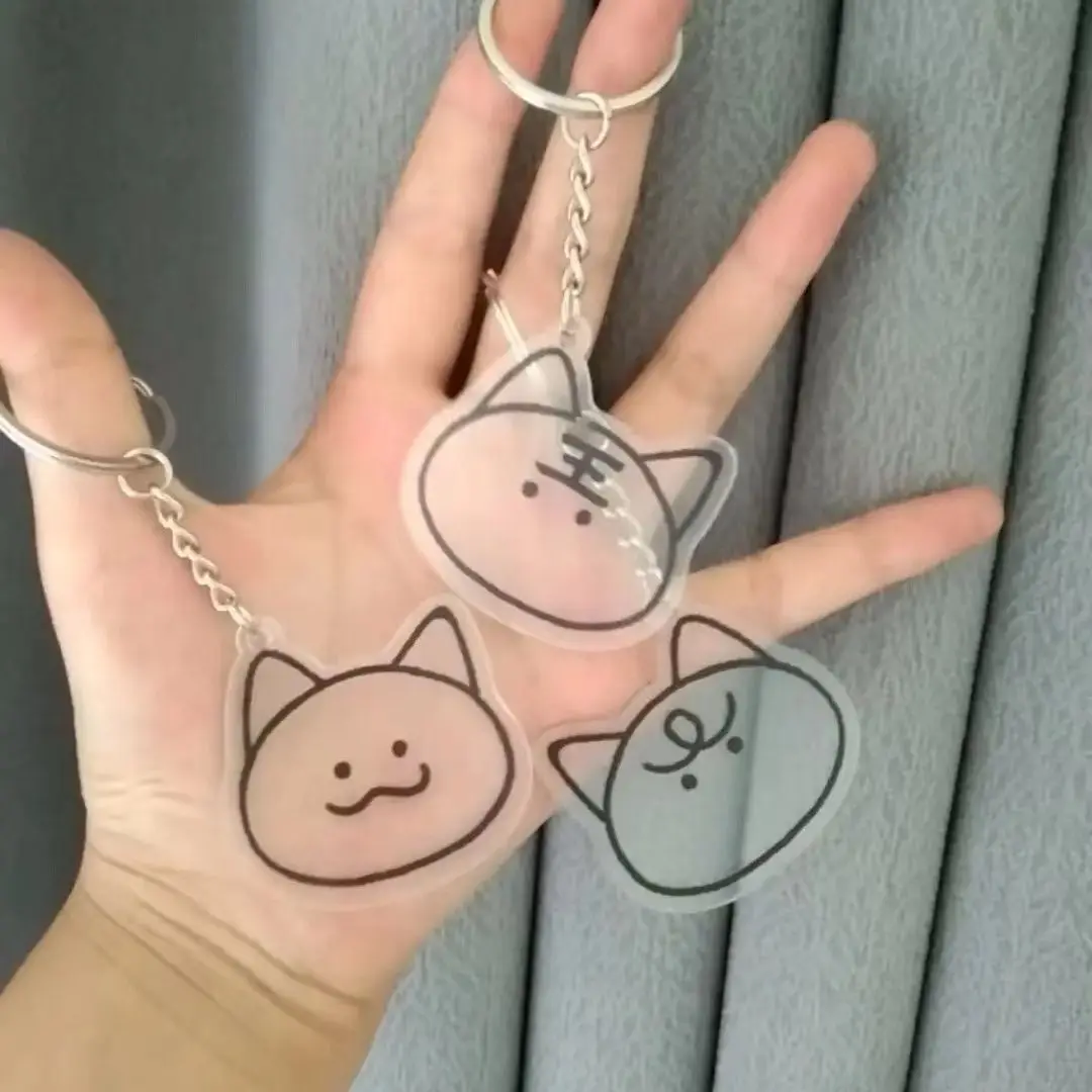 Anime Love and Deepspace Sylus Acrylic Three Cats in A Row Keychain Creativity Cartoon Keyring Q Version Delicate Xmas Gifts