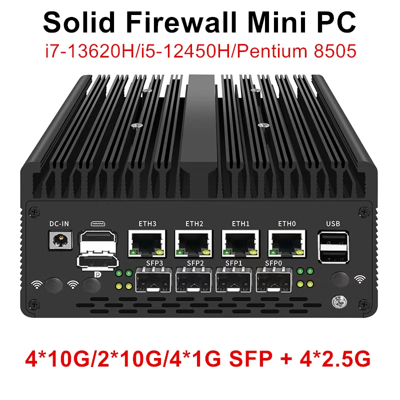 Topton H14 Firewall Mini PC 4*/2*10G SFP+ Intel i7 13620H 8505 4xi226-V 2.5G 2*DDR5 NVMe Industrial Computer Home Server Proxmox