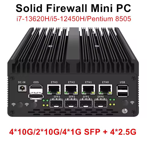 Topton H14 Firewall Mini PC 4*/2*10G SFP+ Intel i7 13620H 8505 4xi226-V 2.5G 2*DDR5 NVMe Industrial Computer Home Server Proxmox