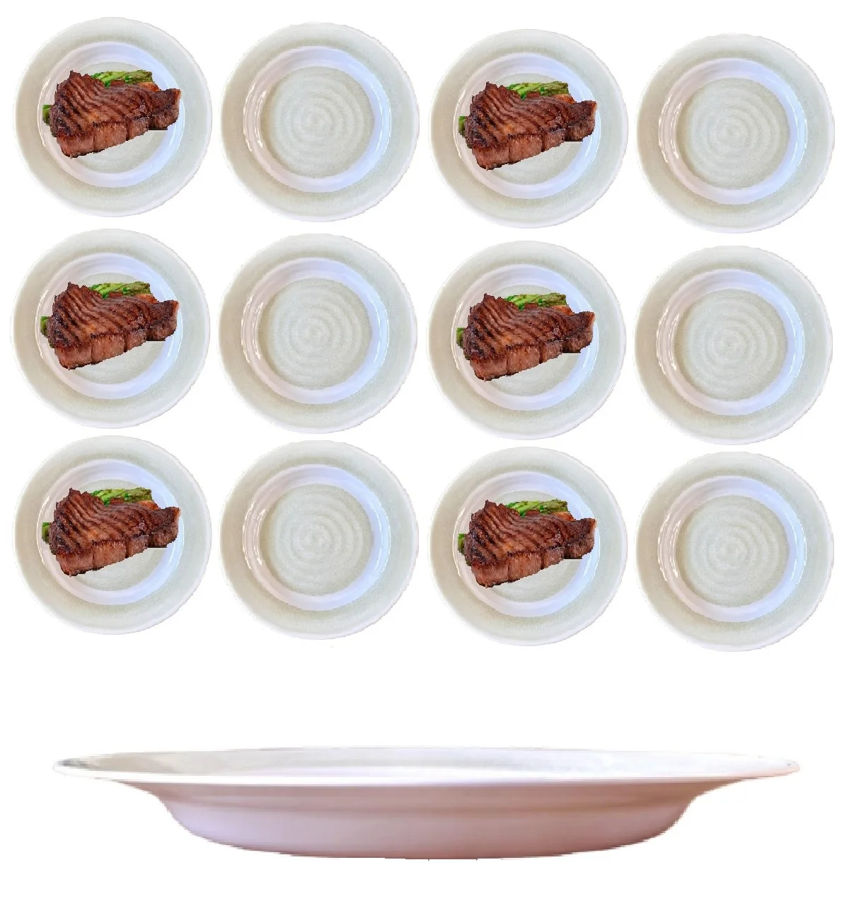 12 Dishes Round Melamine Spiral Background Area 25cm