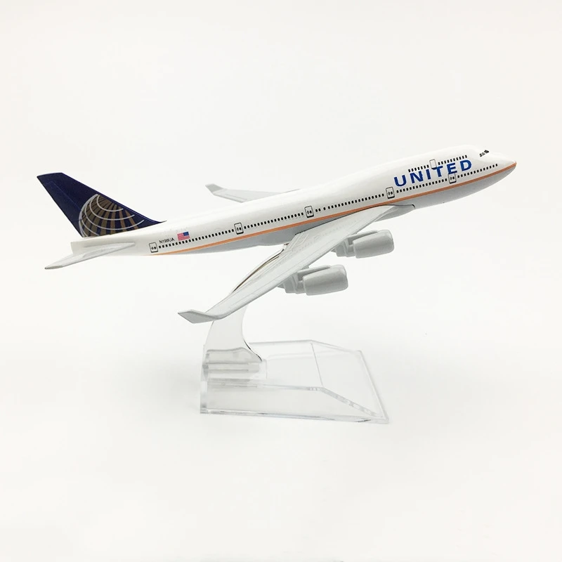 

16CM United Airlines Boeing B747 Model Plane Aircraft Model Toy Airplane Kids Gift Collectible